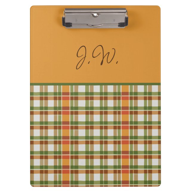 Orange und Green Gingham Klemmbrett (Vorderseite)