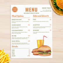 Orange und Green Hamburger Hotdog-Menüpreise