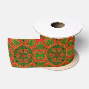 Orange und Green Kaleidoscope Satin Ribbon Satinband
