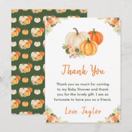 Orange und Green Pumpkins Baby Dusche Dankeskarte