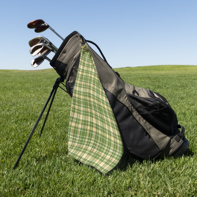 Orange und Green Scottish Kariert Golfhandtuch (Gras)