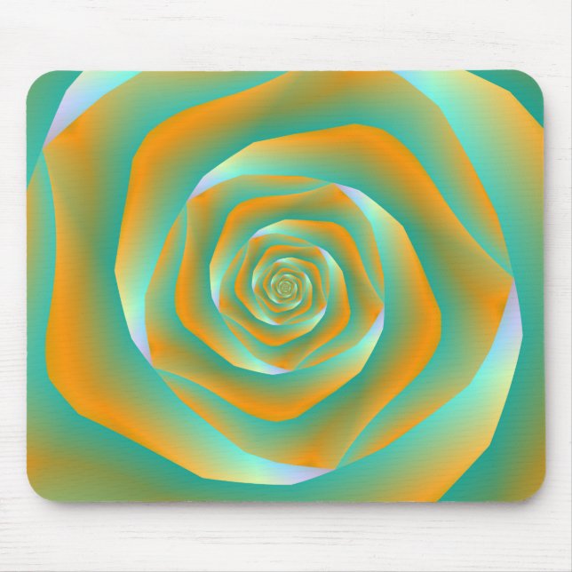 Orange und Green Spiral Rose Mousepad (Vorne)