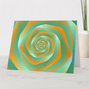 Orange und Green Spirale Rose Große Grußkarten Karte