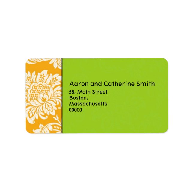 Orange und Green Wedding Address Labels Adressaufkleber (Vorne)