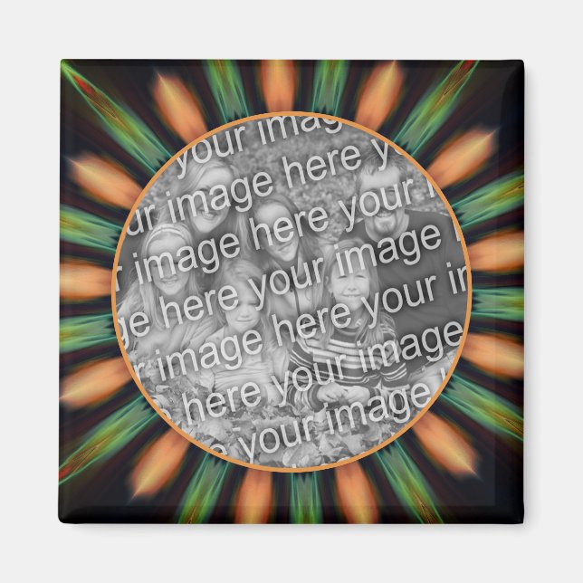 Orange und grüne Abstrakte Rahmen ergänzen Ihr Fot Magnet (Vorne)