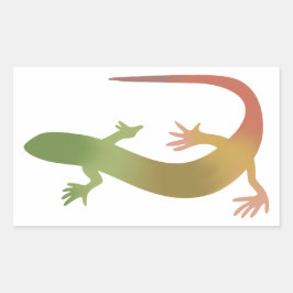 Orange- und Grüne Gecko-Farbsticker Rechteckiger Aufkleber