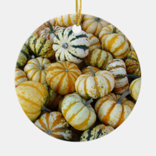 Orange und grüne Herbstgürtel Keramik Ornament