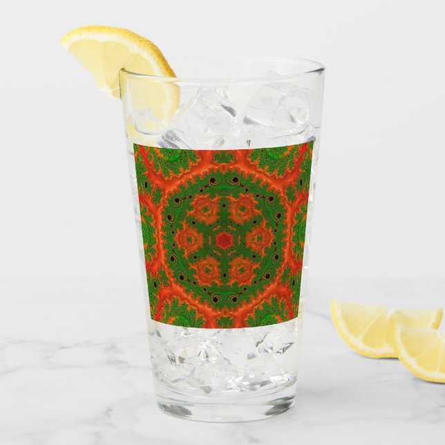 Orange und grüne Kaleidoskop-Glastumbler Glas (Vorderseite Ice)