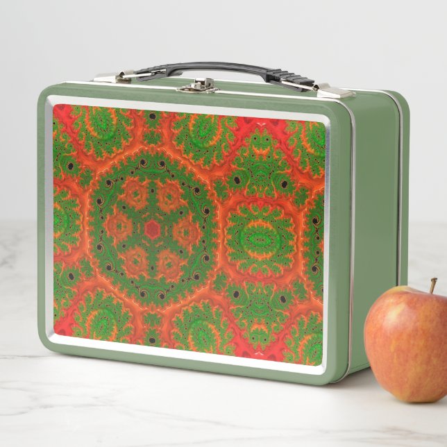 Orange und grüne Kaleidoskop Metall Brotdose (Beispiel)