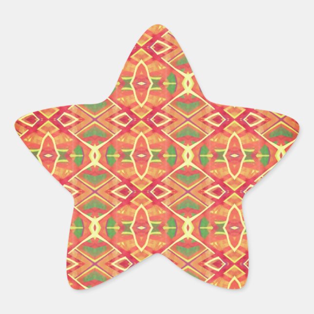 Orange und grüne Muster Stern-Aufkleber (Vorderseite)