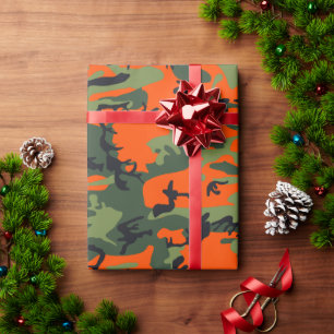 Orange und grüne Tarnung, Militär, Armee Geschenkpapier