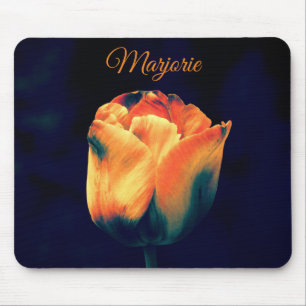 Orange und grüne Tulip *Personalize* Mousepad