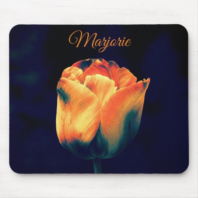 Orange und grüne Tulip *Personalize* Mousepad (Vorne)