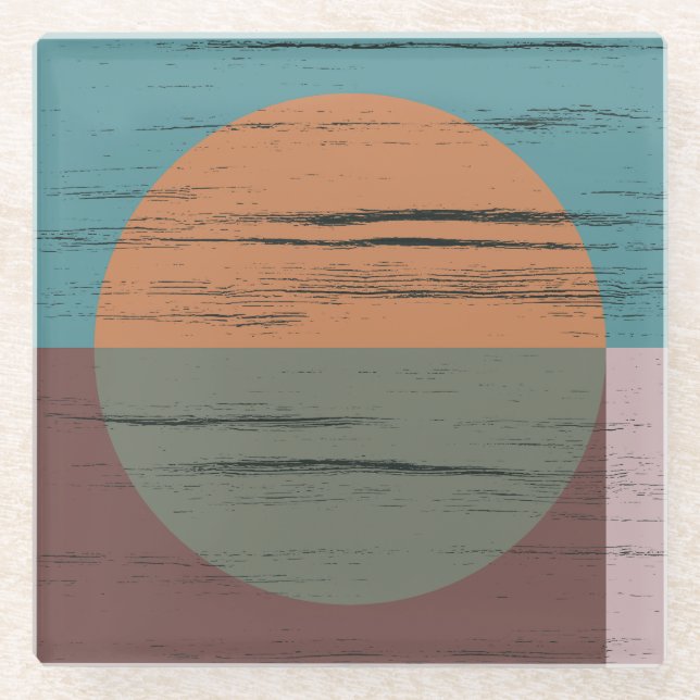 Orange und grüner Kreis Glasuntersetzer (Vorderseite)