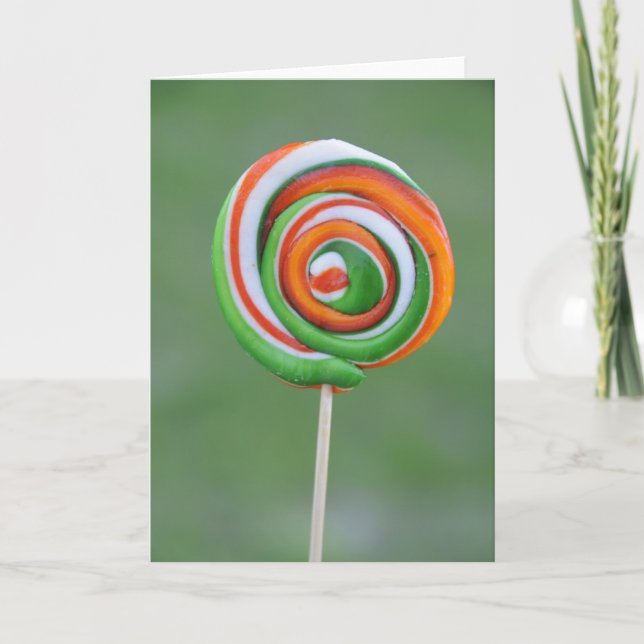 Orange und grüner Lollipop Karte (Vorderseite)