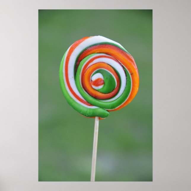 Orange und grüner Lollipop Poster (Vorne)