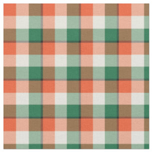 Orange und grünes Checkered kariertes Muster Stoff