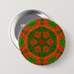 Orange und grünes Kaleidoskop-Abzeichen Button
