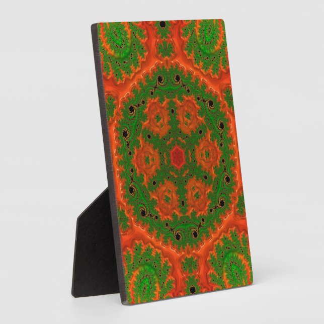 Orange und grünes Kaleidoskop Tabletop Plaque Fotoplatte (Seite)