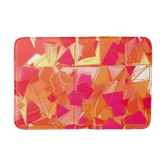 Orange und heißes Rosa abstrakt Badematte (Vorderseite)
