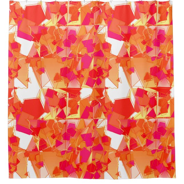 Orange und heißes Rosa abstrakt Duschvorhang (Vorderseite)