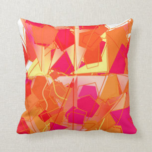Orange und heißes Rosa, Kadinsky-Inspiriertes Kissen