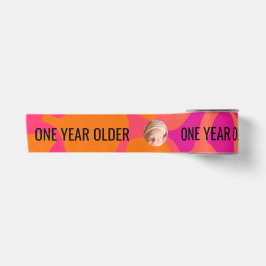Orange und Hot Pink Gradient Ein Jahr älter Satinband