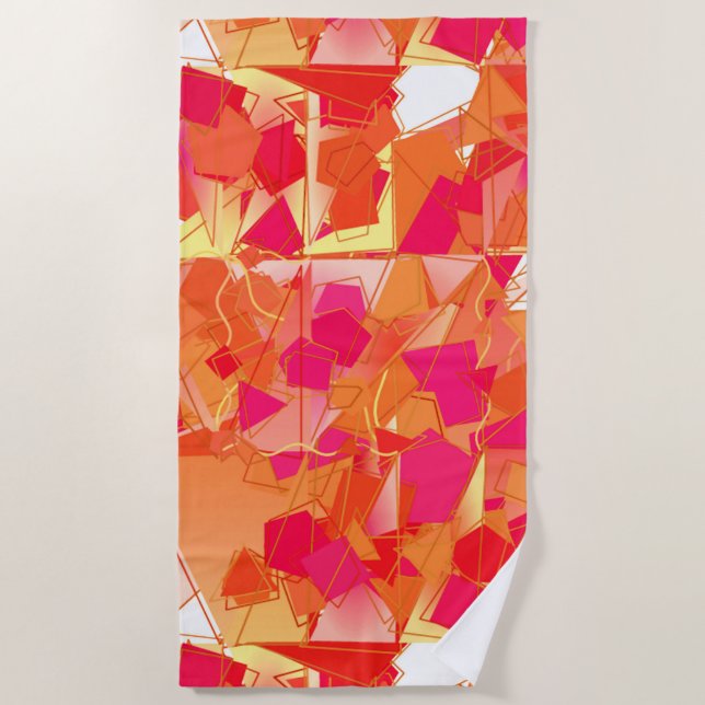Orange und Hot Pink, Kadinsky Inspiriert Abstrakt Strandtuch (Vorderseite)