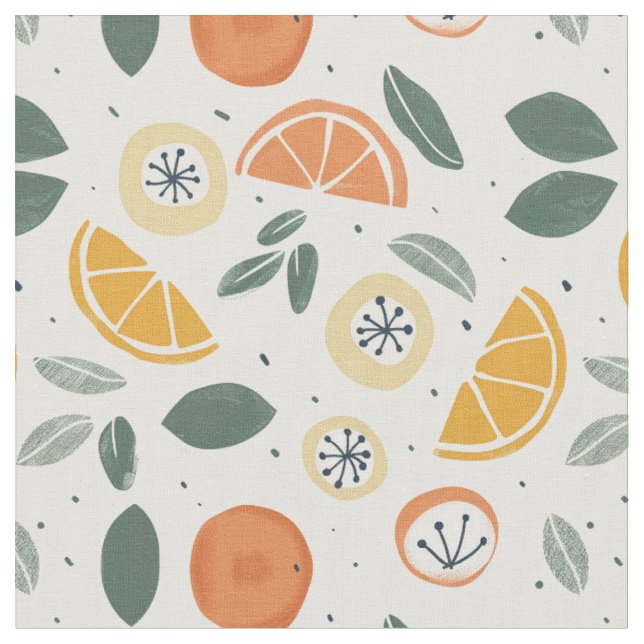 Orange- und Kiwi-Muster  Stoff (Nahaufnahme)