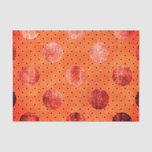 Orange und Kupfer-Look-Polka-Dotpapier Seidenpapier (Vorderseite)