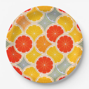 Orange- und Lemon-Scheiben-Party Pappteller