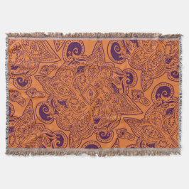 Orange und lila persisches Sternmandala-Muster Decke