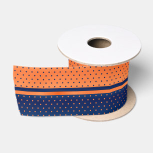 Orange und Navy Blue Polka Dots Satinband