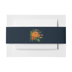 Orange und Navy Floral Moderne fette Hochzeit Einladungsbanderole