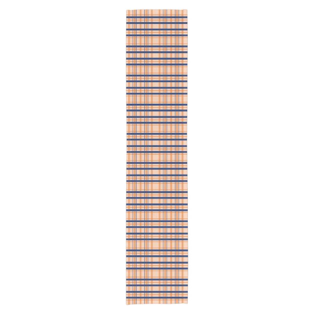 Orange und Navy Kariert Kurzer Tischläufer (Vorderseite)