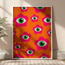 Orange und Pink BOHO Böse Eyes Poster