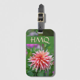 Orange und Pink Dahlia Blume Persönliche Initialen Gepäckanhänger