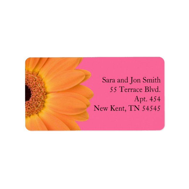 Orange und Pink Gerber Daisy Address Labels Adressaufkleber (Vorne)
