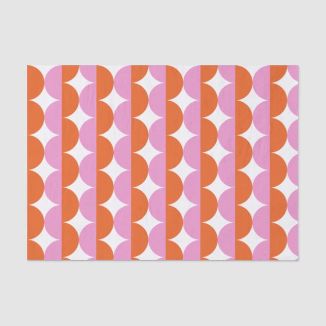 Orange und Pink Mitte Jahrhundert Moderne Wavy Seidenpapier (Vorderseite)