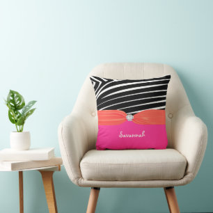 Orange und Pink Personalize Stilvolle Zebra Pillow Kissen