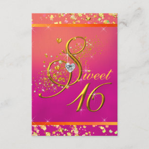 Orange und Pink Sweet Sixteen Party Einladung