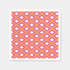 Orange und Pink Tribal Diamond Ikat Muster Serviette