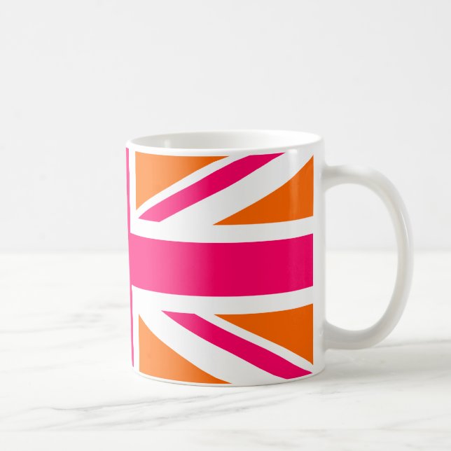 Orange und Pink Union Jack Kaffeetasse (Rechts)