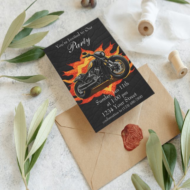 Orange und Red Erleben Sie das Flammen-Bike-Party! Einladung (Von Creator hochgeladen)
