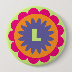orange und rosa florale Formen Illustration Button
