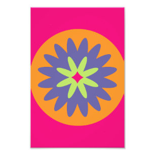 orange und rosa florale Formen Illustration Fotodruck