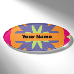 orange und rosa florale Formen Illustration Namenschild