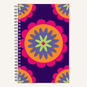 orange und rosa florale Formen Illustration Notizbuch