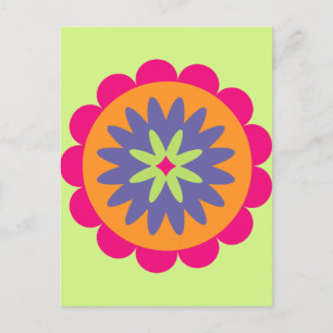 orange und rosa florale Formen Illustration Postkarte