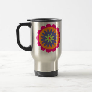 orange und rosa florale Formen Illustration Reisebecher